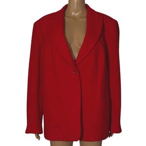Talbots Women's Red Italian Wool Blend Single Button Blazer Jacket Plus 14W